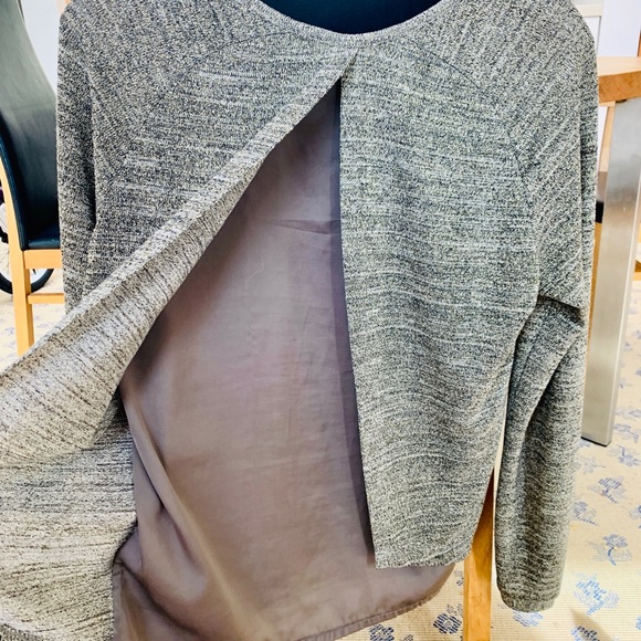 Reiss gold-fleck split-back sweater, silk underlay - Picture 5 of 7